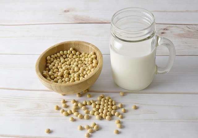 大豆と牛乳の画像
