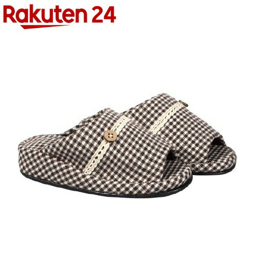ストレッチスリッパ 格子柄 ブラウン(1足)