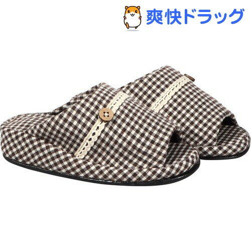 ストレッチスリッパ 格子柄 ブラウン(1足)