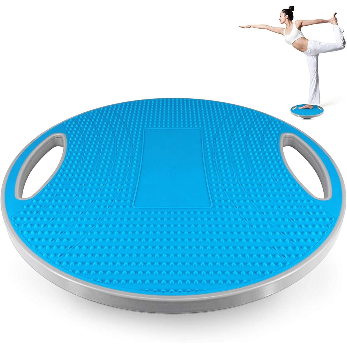 最新版バランスボード 体幹 トレーニング器具 バランスディスク滑り止め ストレッチボード バランストレーニング 直径42cm 耐荷重300キロ MDM(blue, 42*42*9cm)