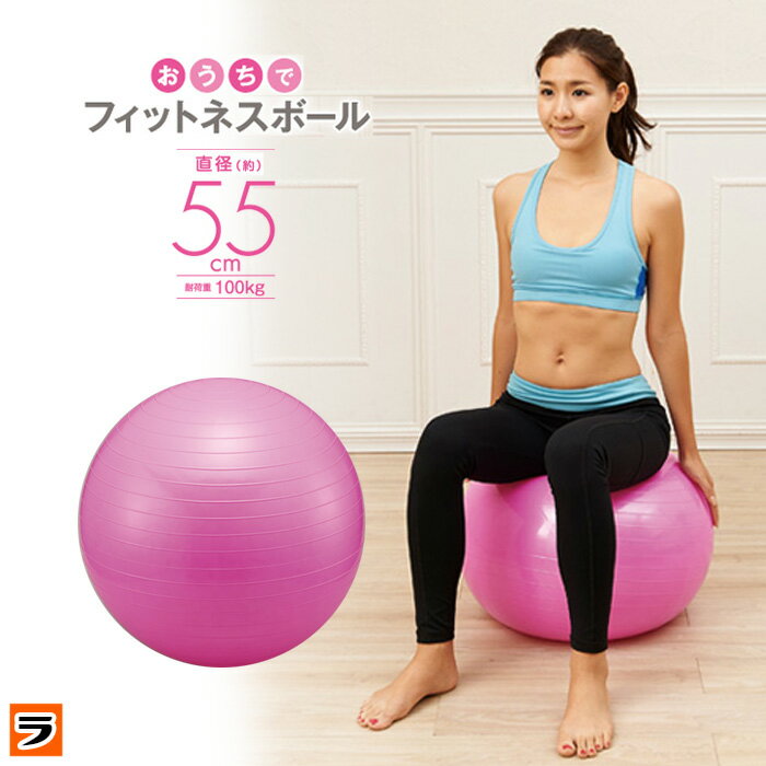 【楽天スーパーセール】バランスボール 55cm おうちで フィットネスボール 空気入れ付き ダイエット ストレッチ ヨガボール エクササイズ 体幹トレーニング 筋トレ