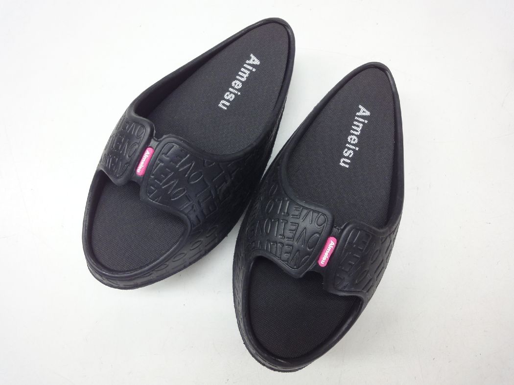 Aimeisu■22.5cm〜23.5cm■ダイエットスリッパ 美脚 美尻 洗える ストレッチ 運動 ダイエット バランススリッパ■BLACK/ブラック/黒■履いて歩いたり、つま先を上下させたりすることでふくらはぎを刺激して鍛えることができます◎【中古】