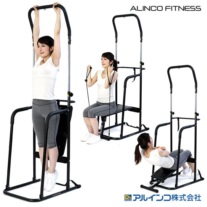 【欠品中9月中旬発送予定】アルインコ マルチ懸垂マシン FA917 懸垂運動 ぶら下がり 高さ調節可 エクササイズベルト付 ダイエット フィットネス器具 健康器具 シットアップ ディップス レッグレイズ チンニング メーカー直送 ALINCO