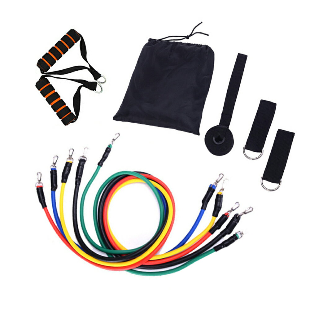 【送料無料】フィットネスチューブ トレーニングチューブ 強度別5本セット 収納ポーチ トレーニング用 強度別5本セット 筋トレ ヨガ リハビリ シェイプアップ