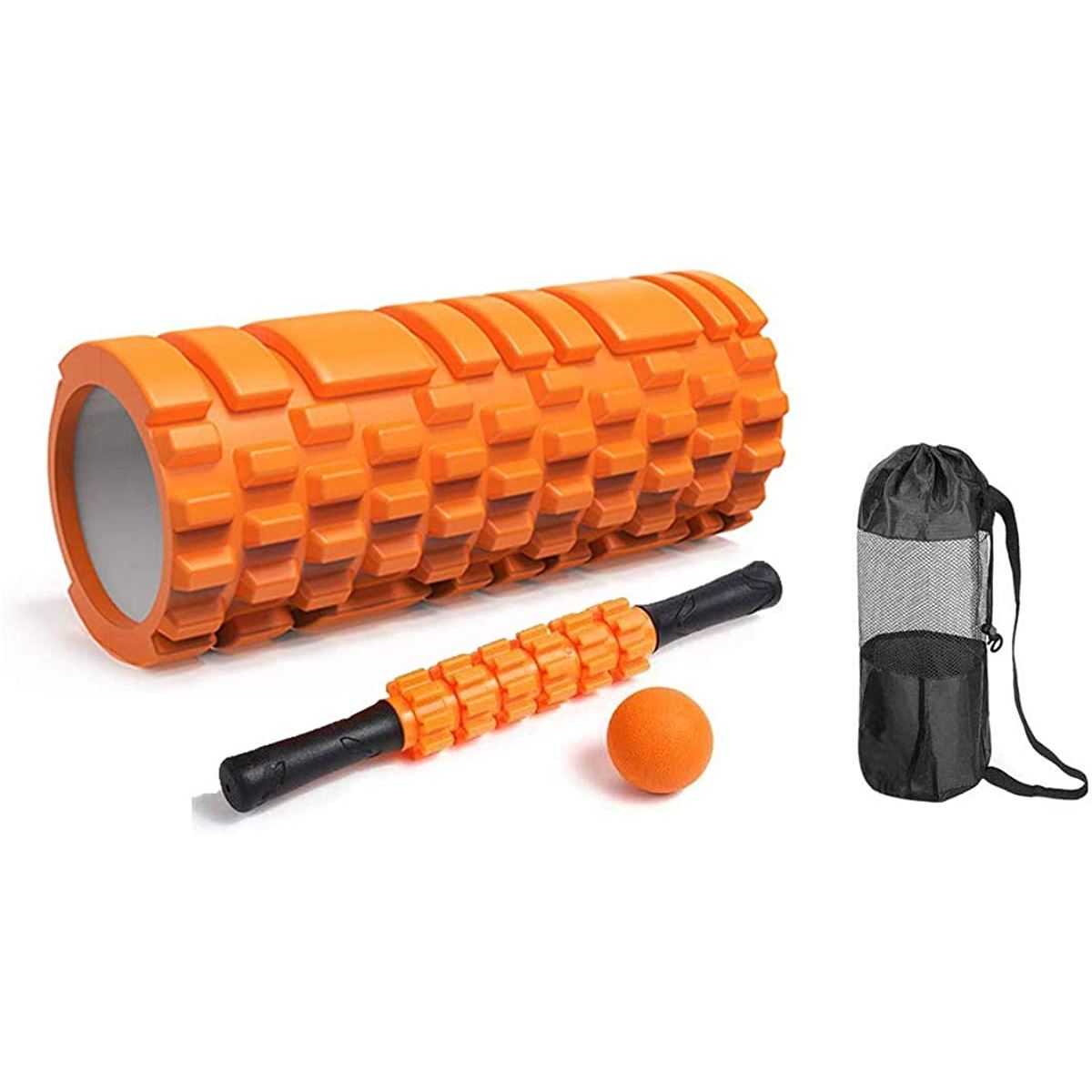 フォームローラー 筋膜リリース ヨガポール マッサージボール マッサージローラースティック 3点セット MDM(白-A272)